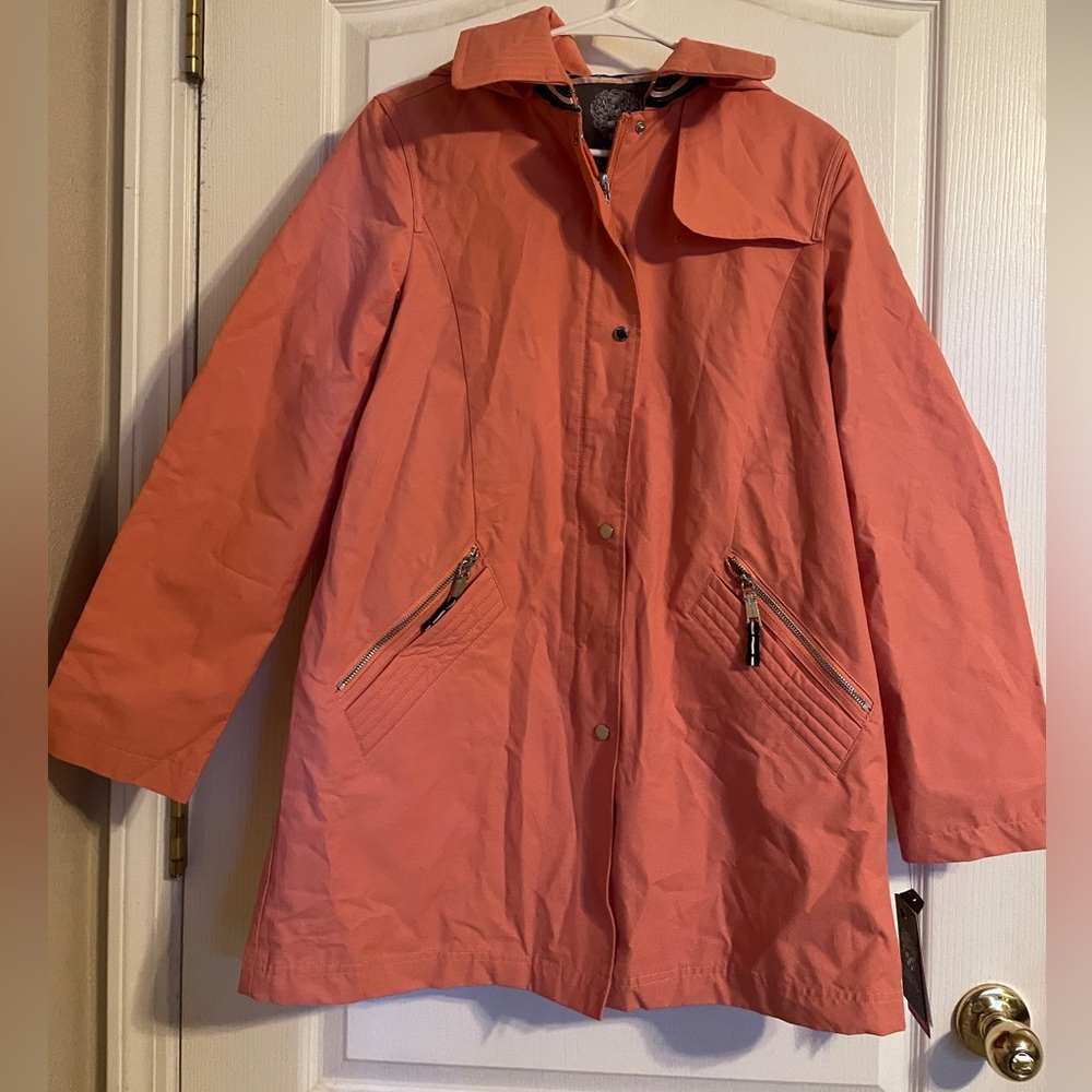 NWT Vince Camuto Coral Fisherman's Jacket Trench Coat Medium Water Resistant